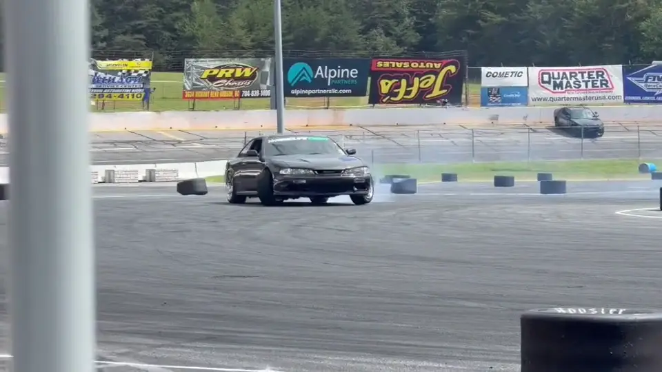A car drifting at the track