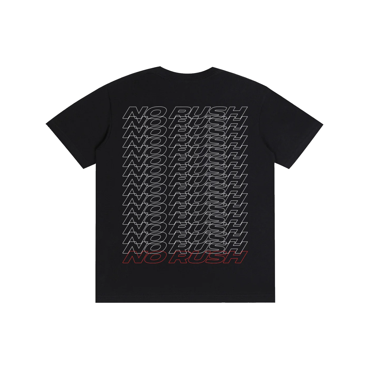 Black No Rush Layered Tee, back view